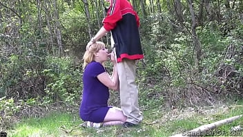 Georgia Flaunting Her Juicy Tits And Wet Pussy Out In The Open, Then Dropping To Her Knees For A Sloppy Blowjob.
